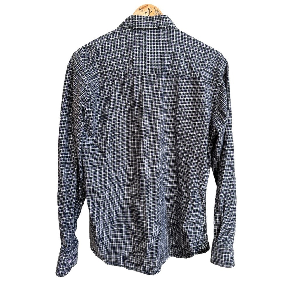 Luchiano Visconti Purple Black Houndstooth Plaid Favorite Shirt Mens Size L - Picture 2 of 14